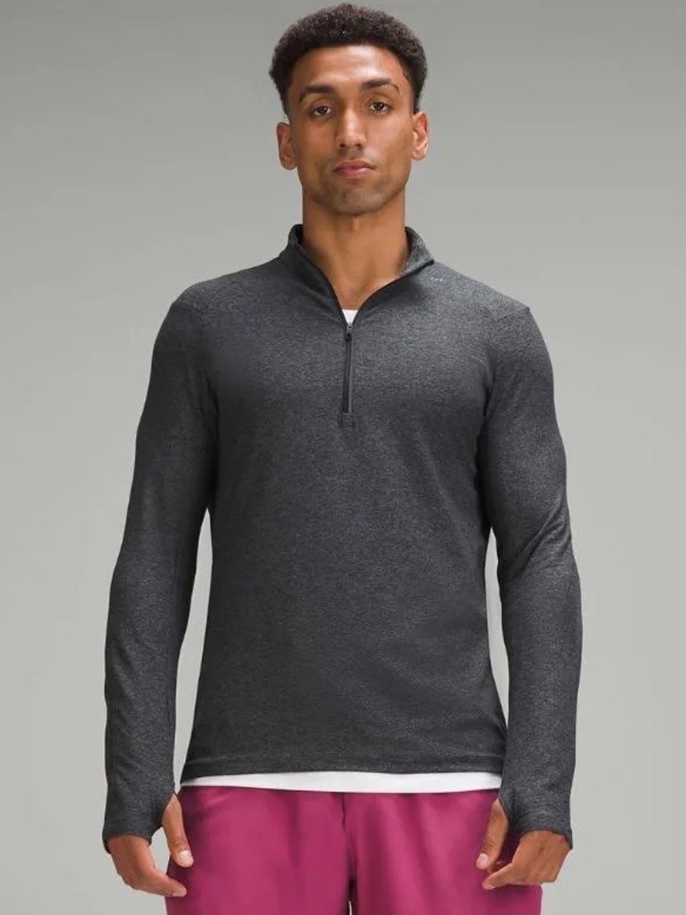 lululemon athletica Men's Dark Gray Quarter-Zip Long Sleeve Shirt